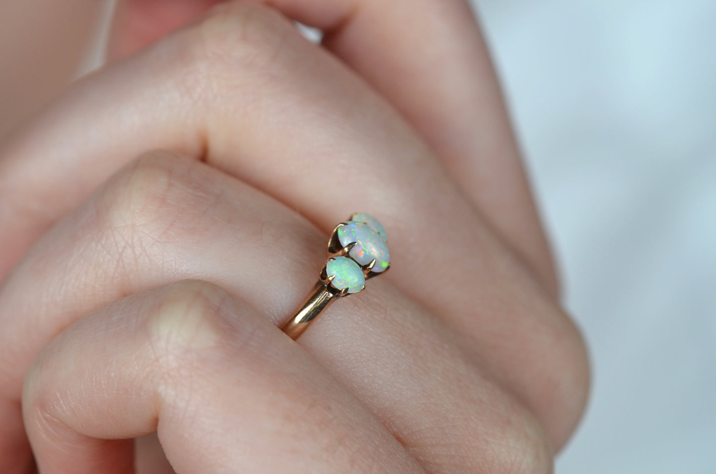 Dainty Victorian Opal Trilogy Ring