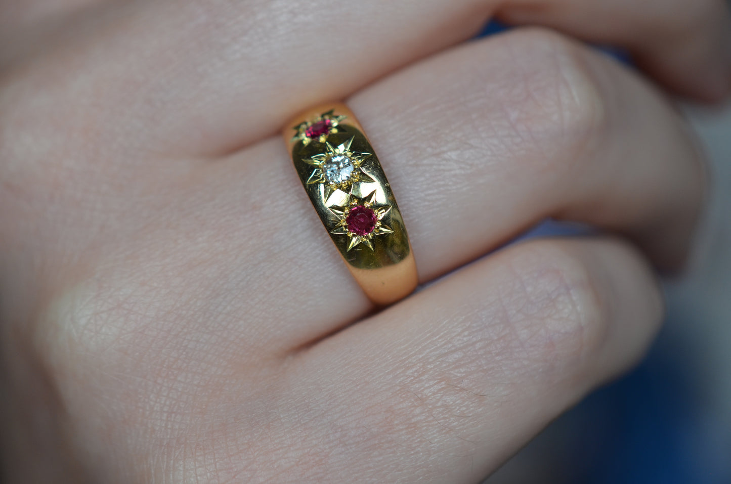 Striking Ruby and Diamond Star-Set Ring 1906