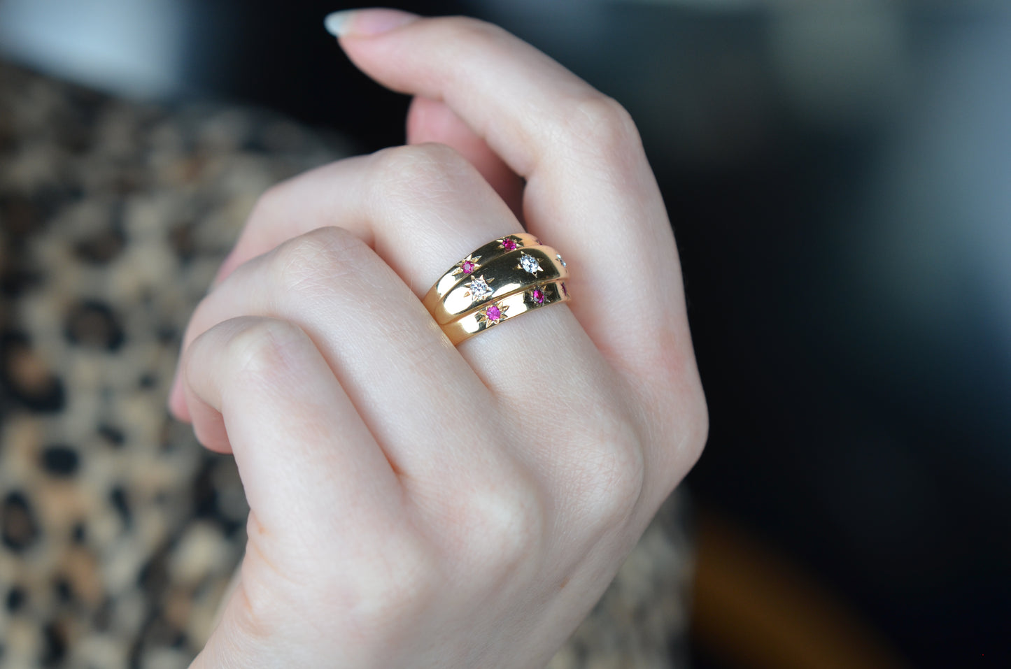 Glamorous Vintage Triple Row Gypsy Ring