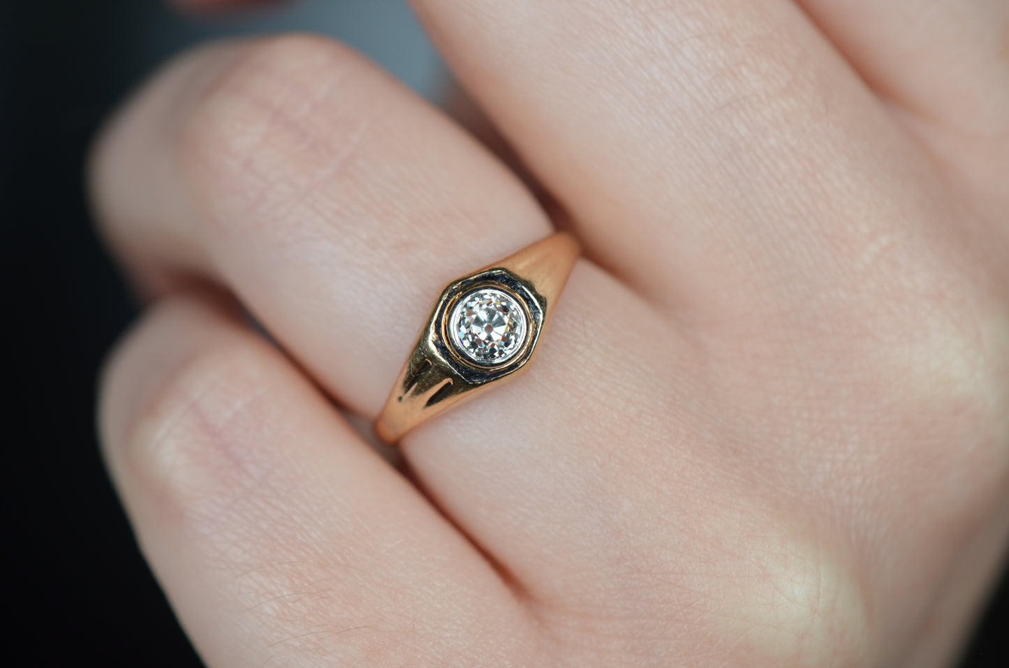 Electric Antique Bezel-Set Diamond Solitaire