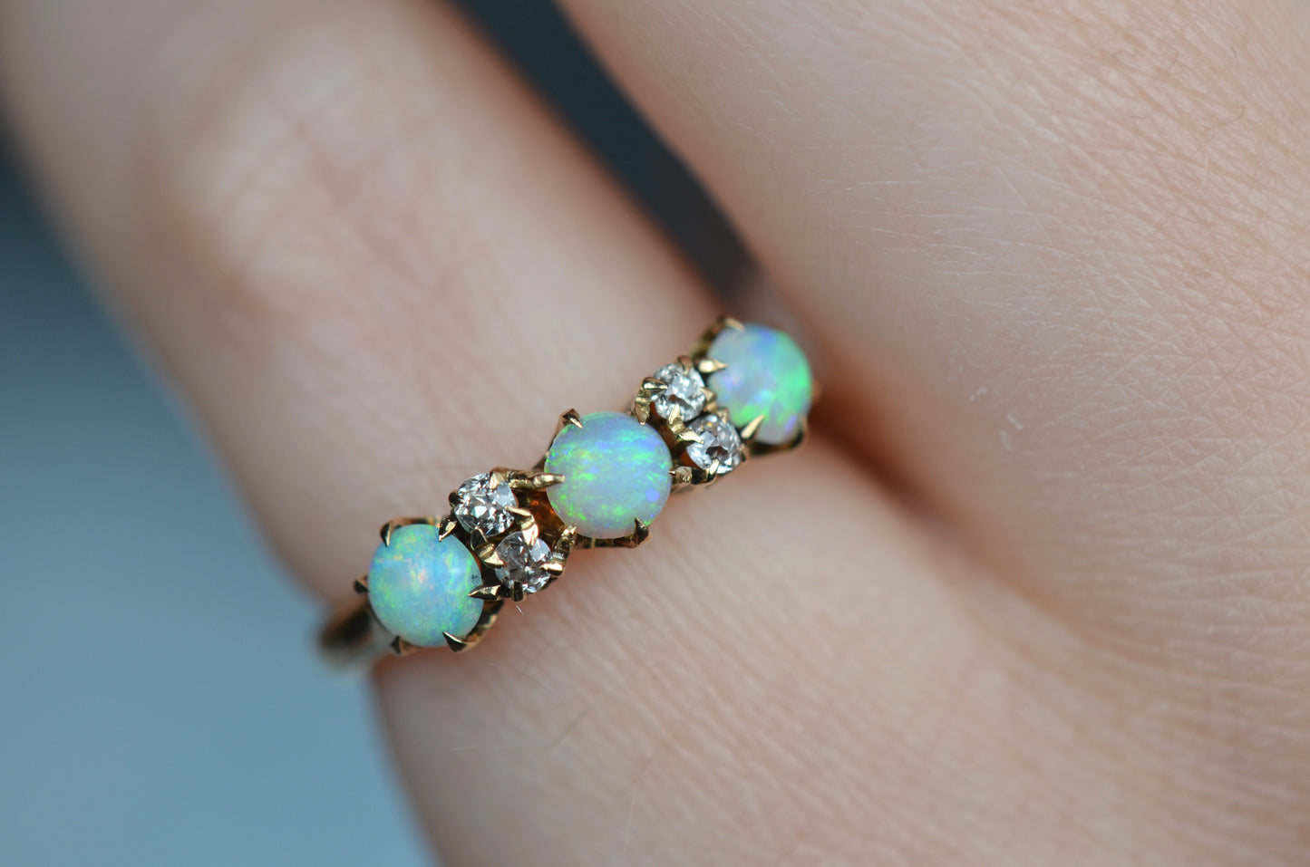 Magical Opal and Diamond Victorian Ring