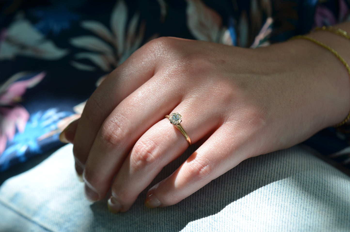 Antique Hexagon Diamond Solitaire