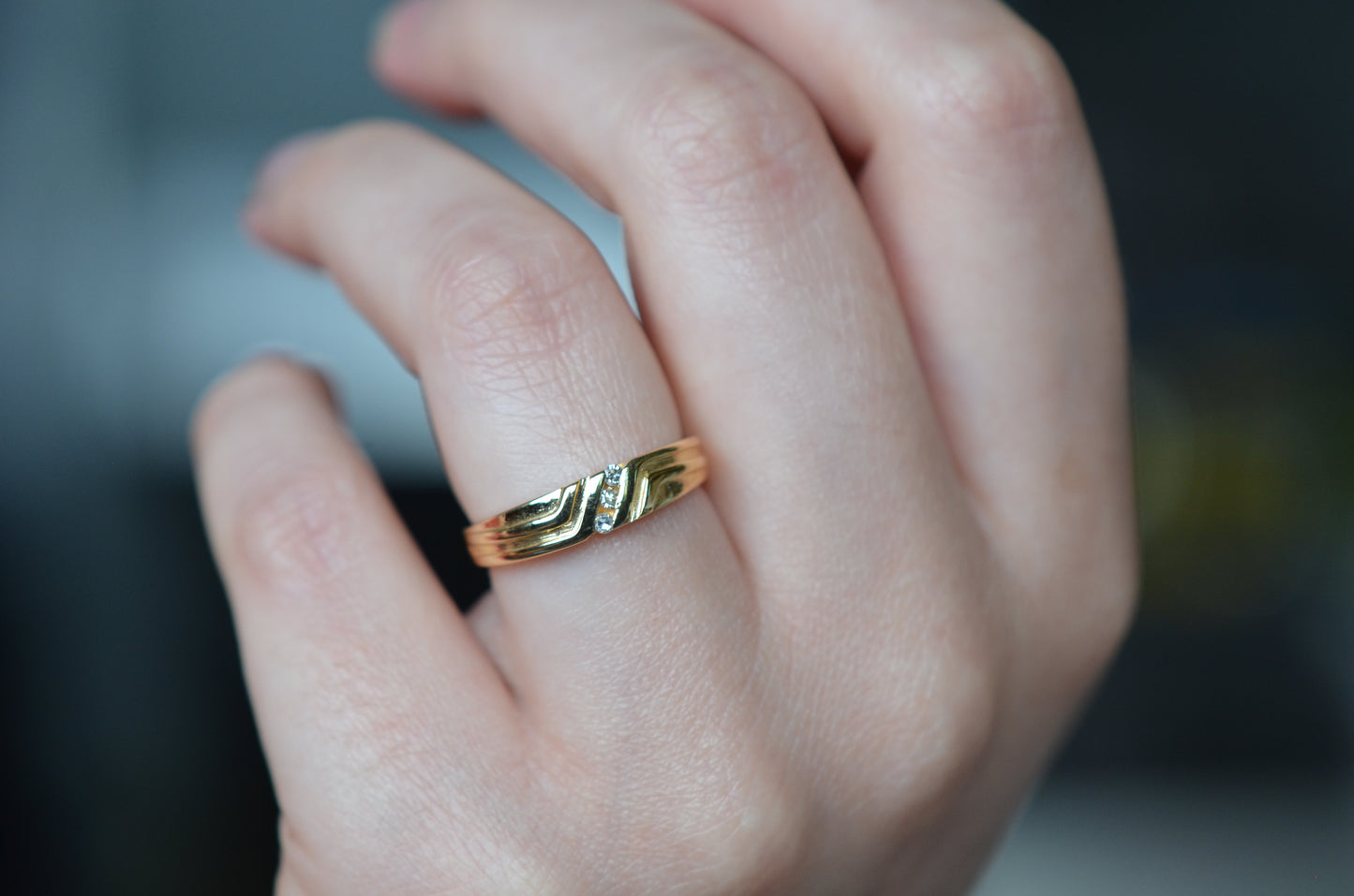 Geometric Diamond Stacking Ring