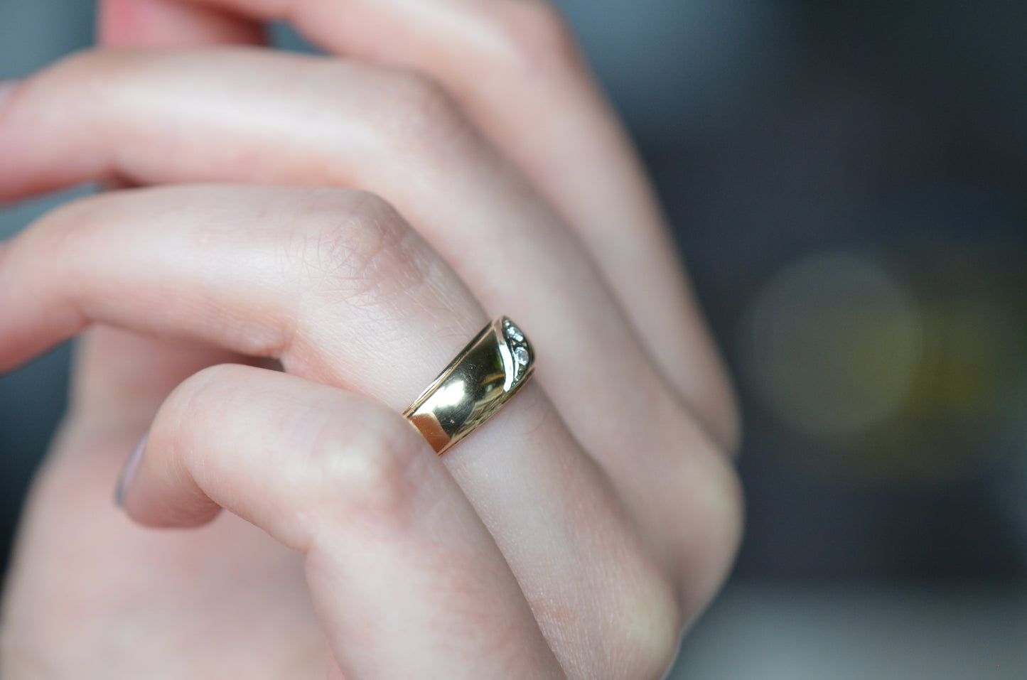 Smooth Duo Vintage Diamond Band