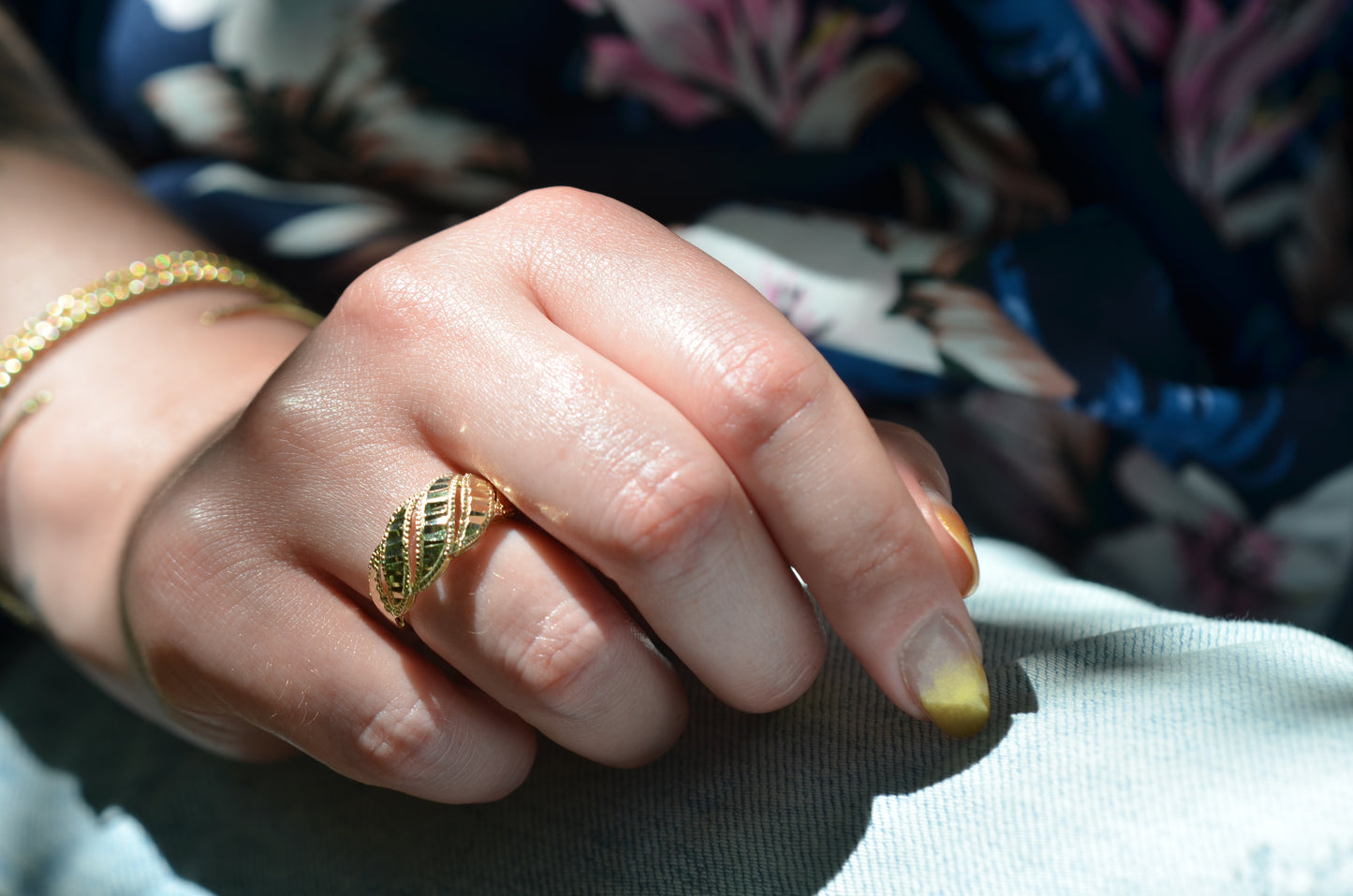 Glimmering Gold Croissant Ring