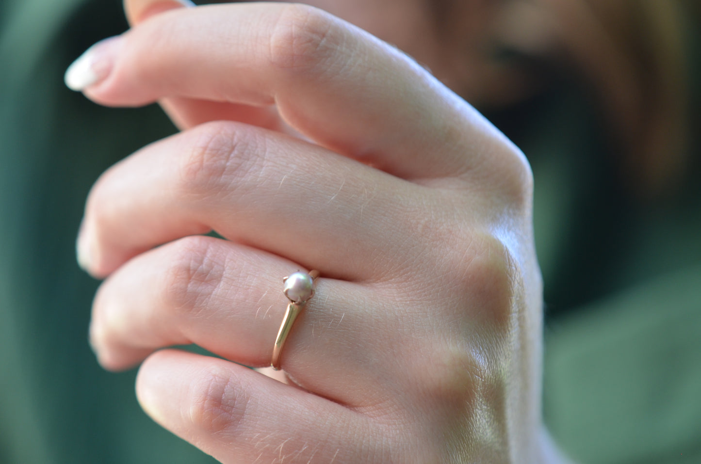 Petite Lavender Pearl Belcher Ring