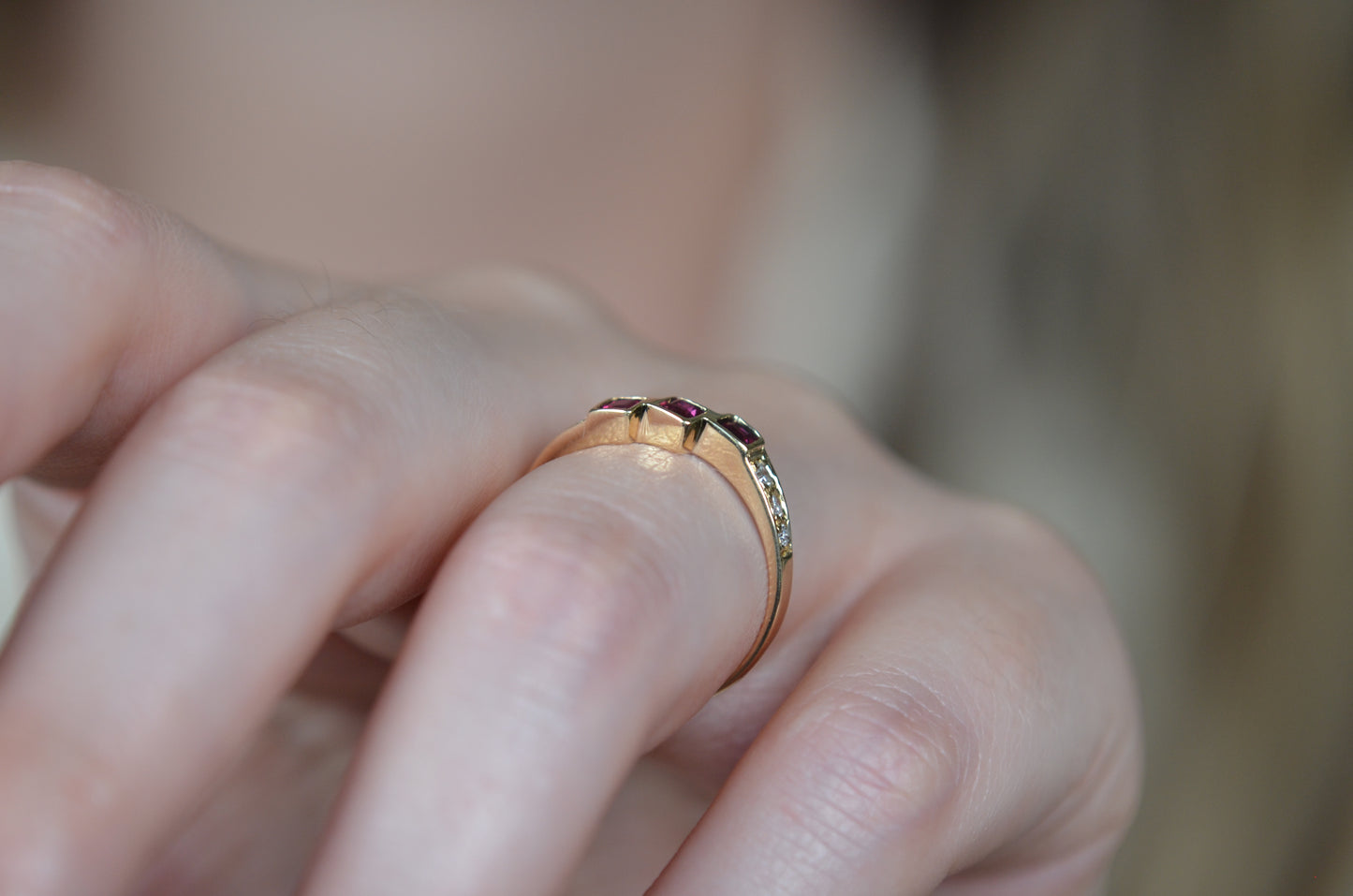 Estate Ruby Stepping Stone Ring