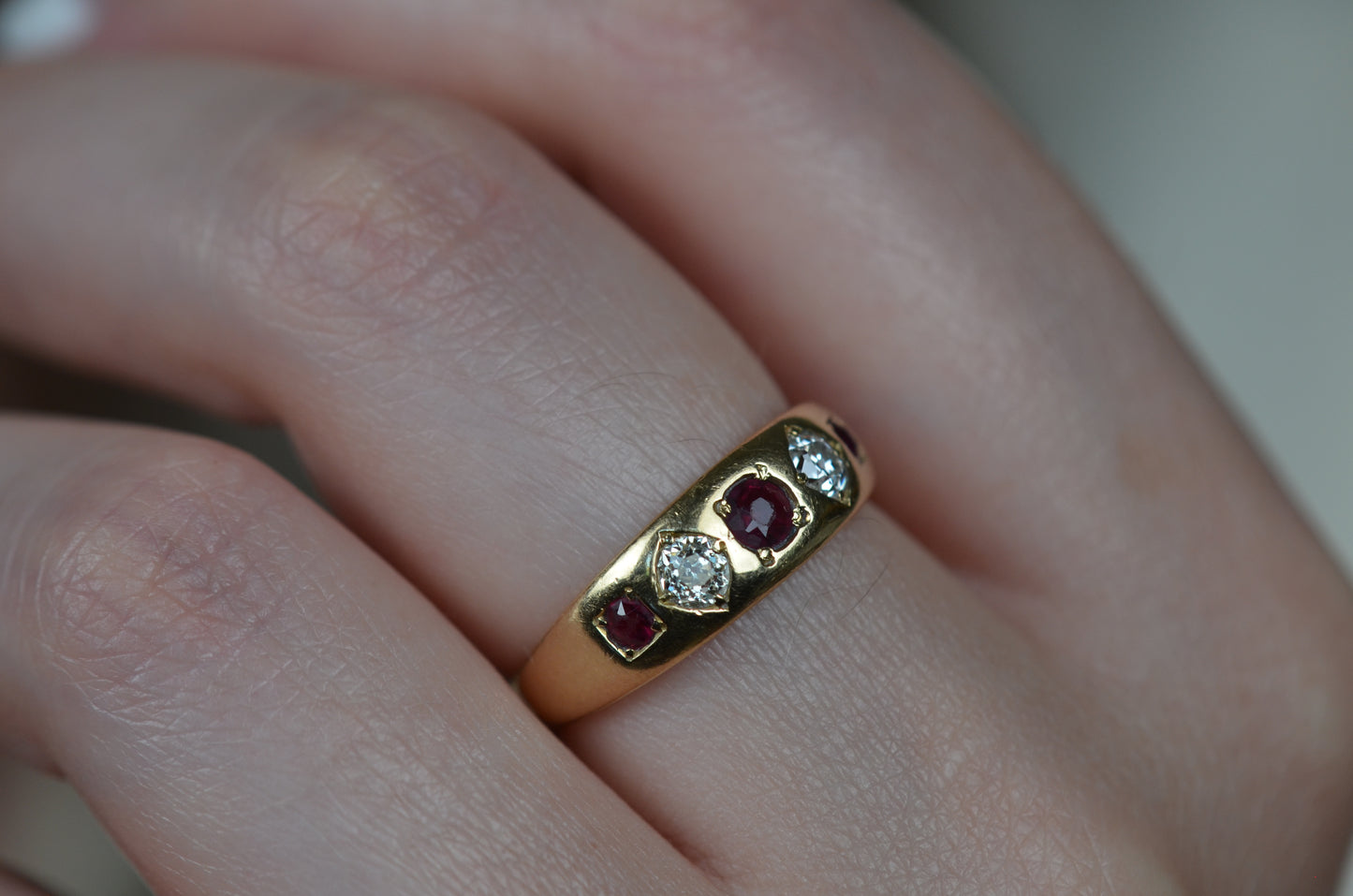 Ravishing Ruby and Diamond Victorian Ring