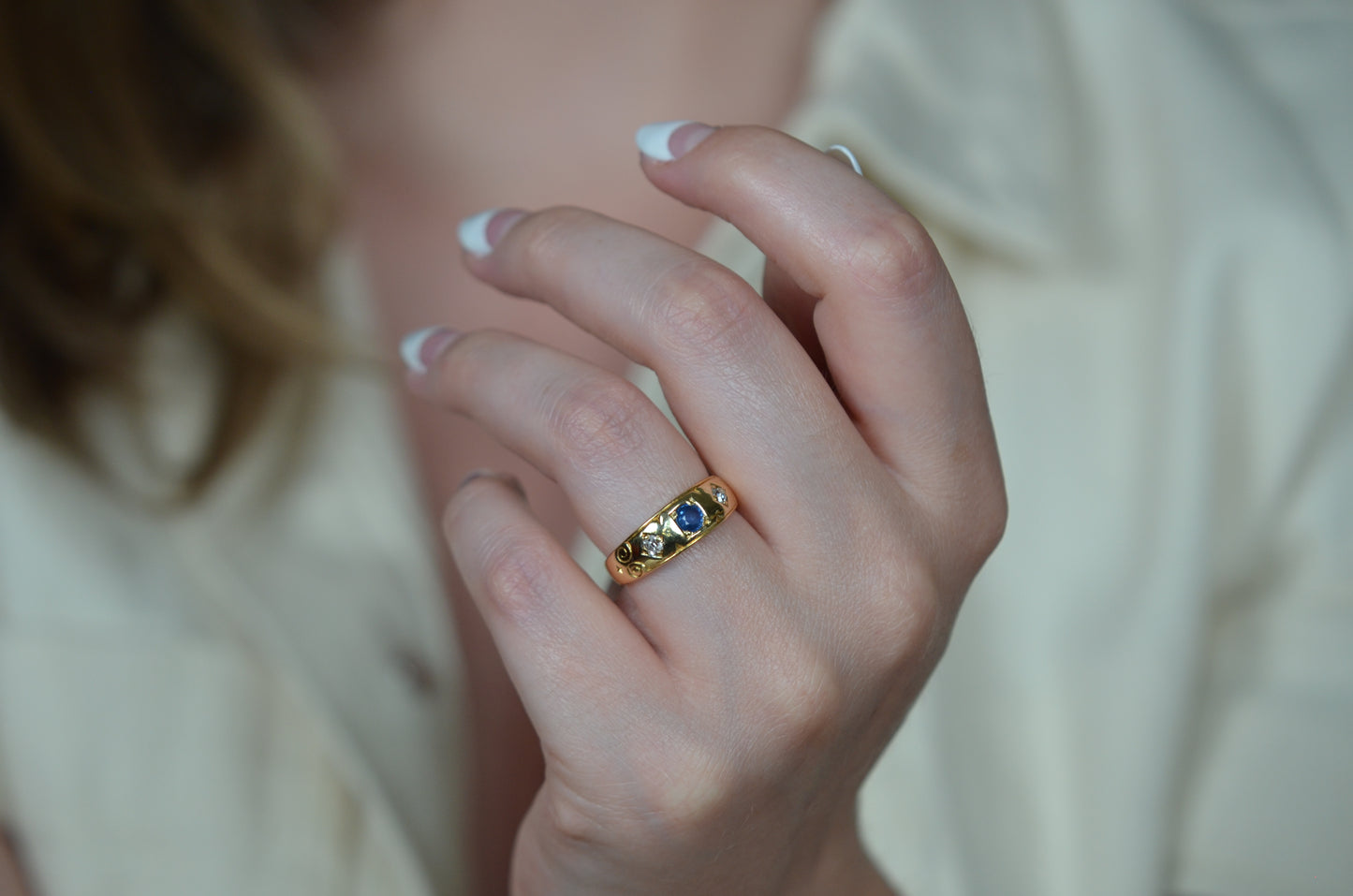 Sublime Sapphire and Diamond Victorian Ring