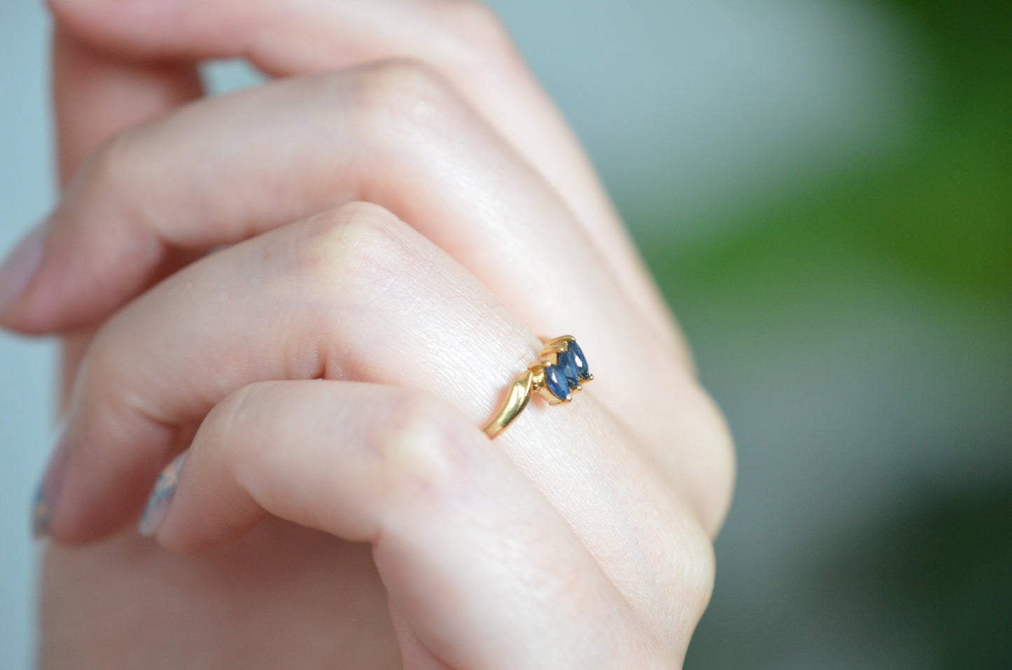 Dainty Marquise Sapphire Trilogy Ring