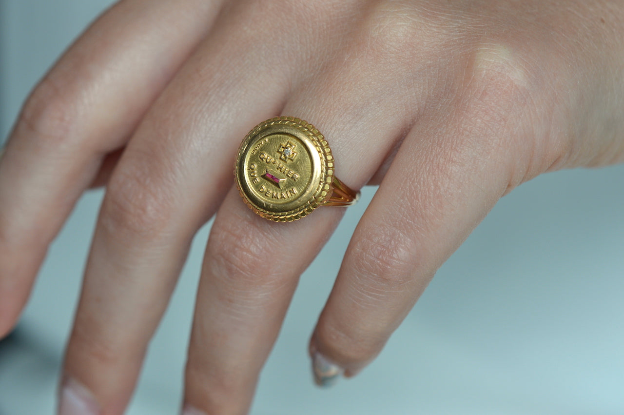 Big, Bold Vintage Love Token Ring