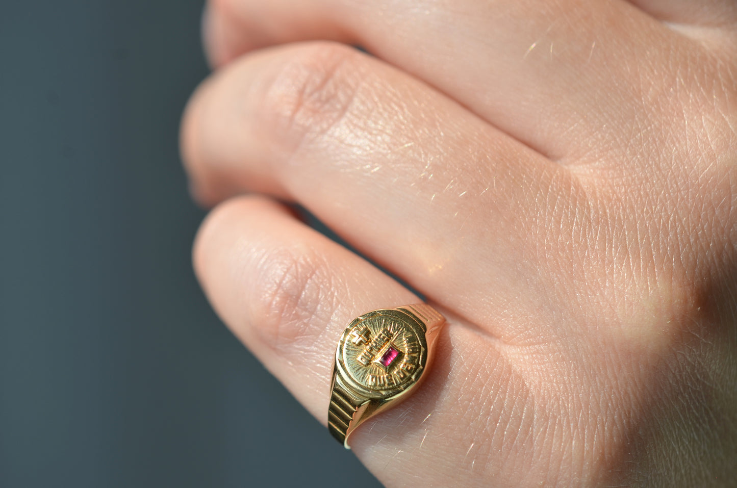 Perfect Vintage French Love Token Ring