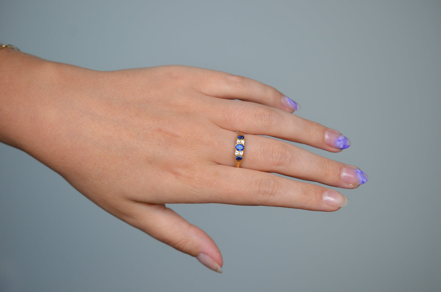 Vivid Edwardian Sapphire and Diamond Band