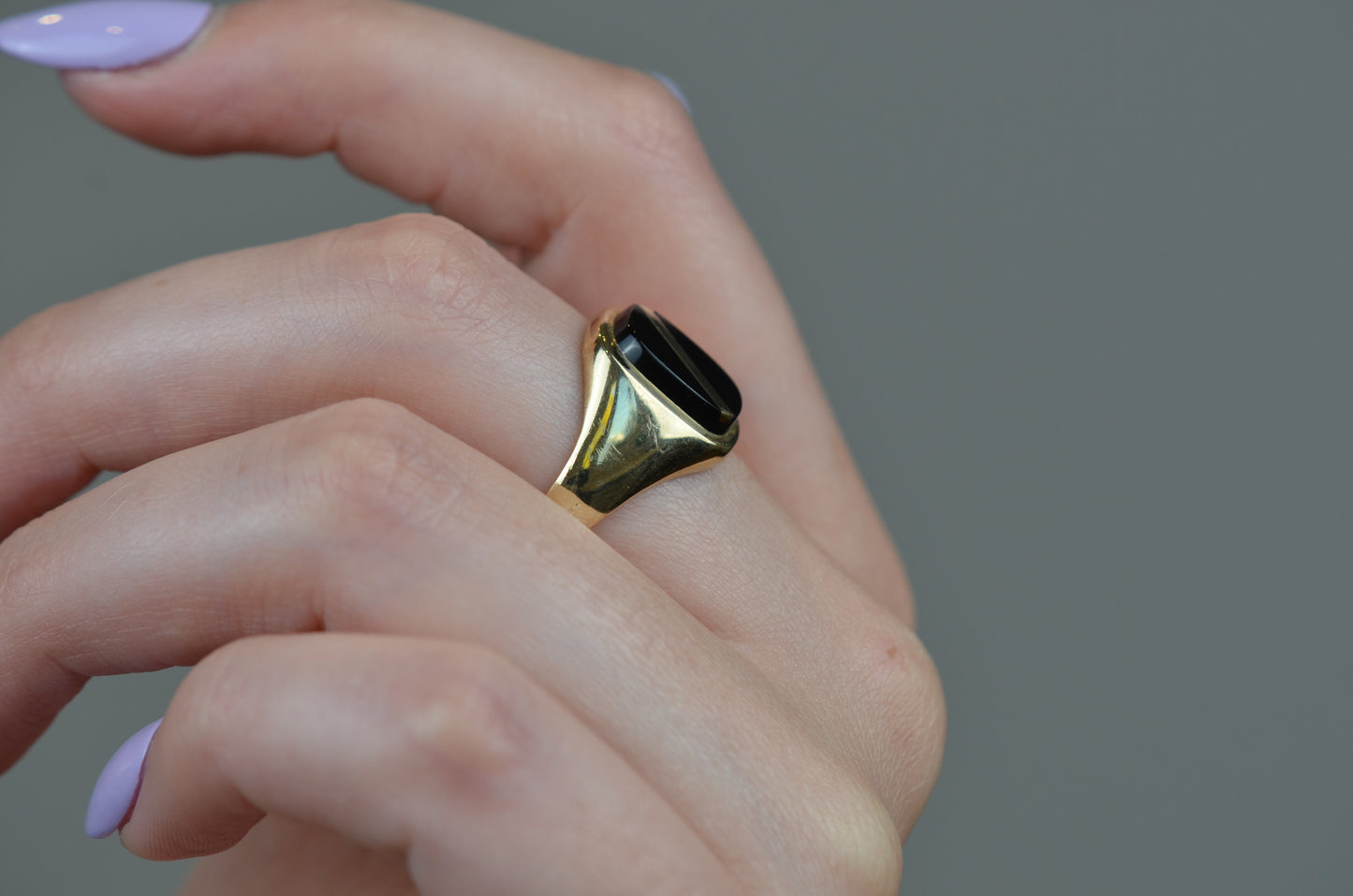 Striking Vintage Onyx Signet Ring