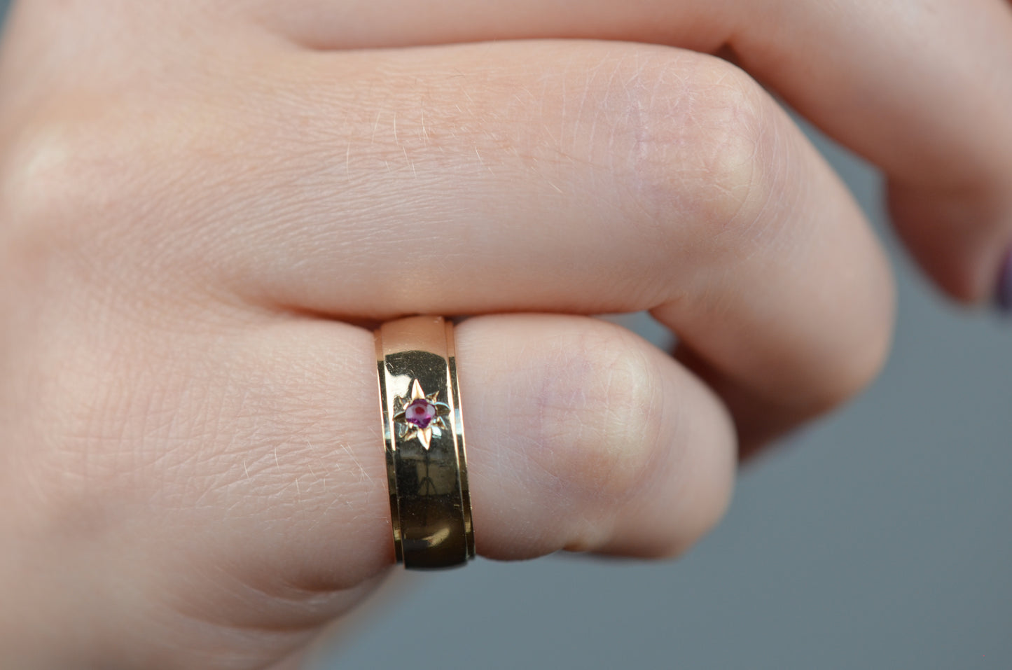 Chunky Vintage Star Set Ruby Ring