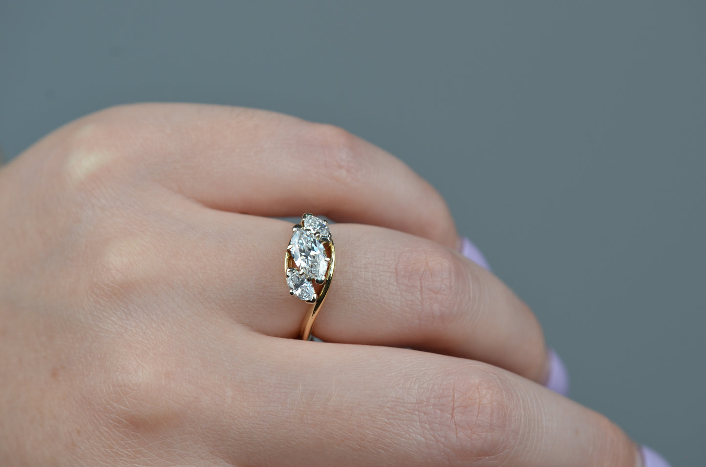 Radiant Vintage Marquise Engagement Ring