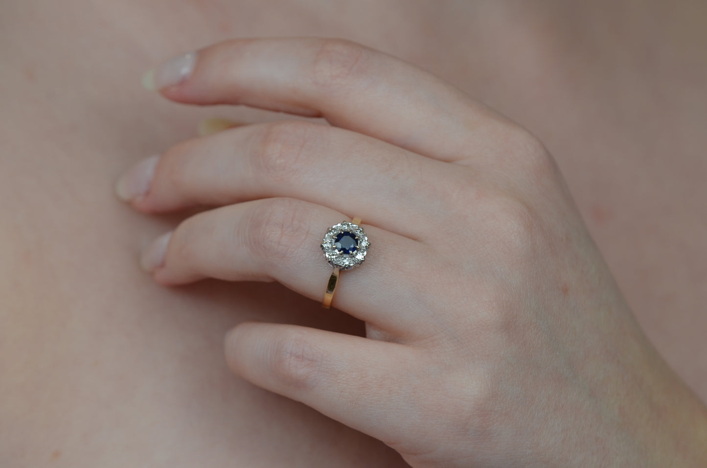 Lively Edwardian Sapphire Halo Ring