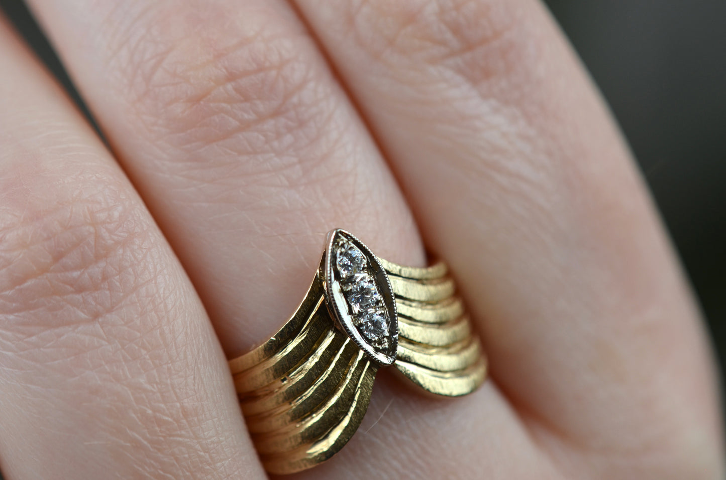 Scintillating Vintage Bold Tiara Ring