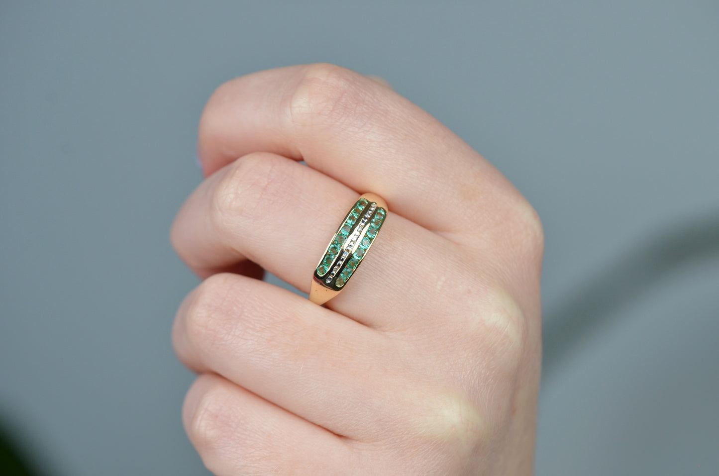 Crisp and Bright Vintage Emerald Band