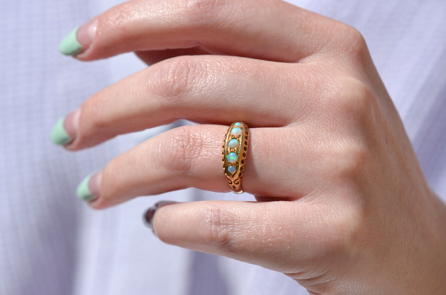 Edwardian Inspired Opal Boat Ring