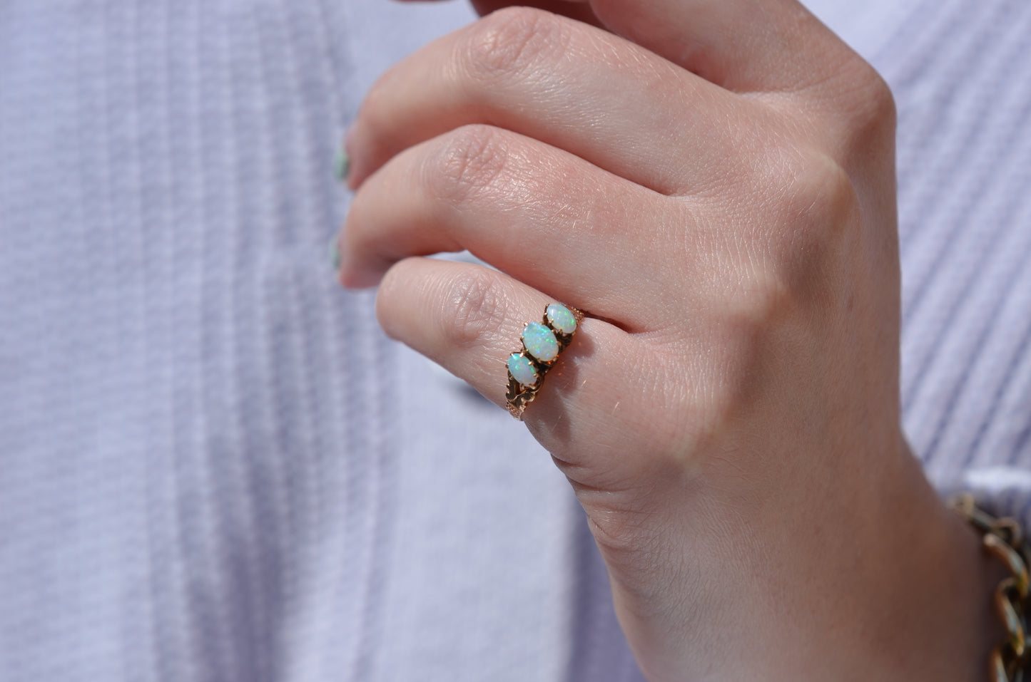Dainty Victorian Opal Trilogy Ring