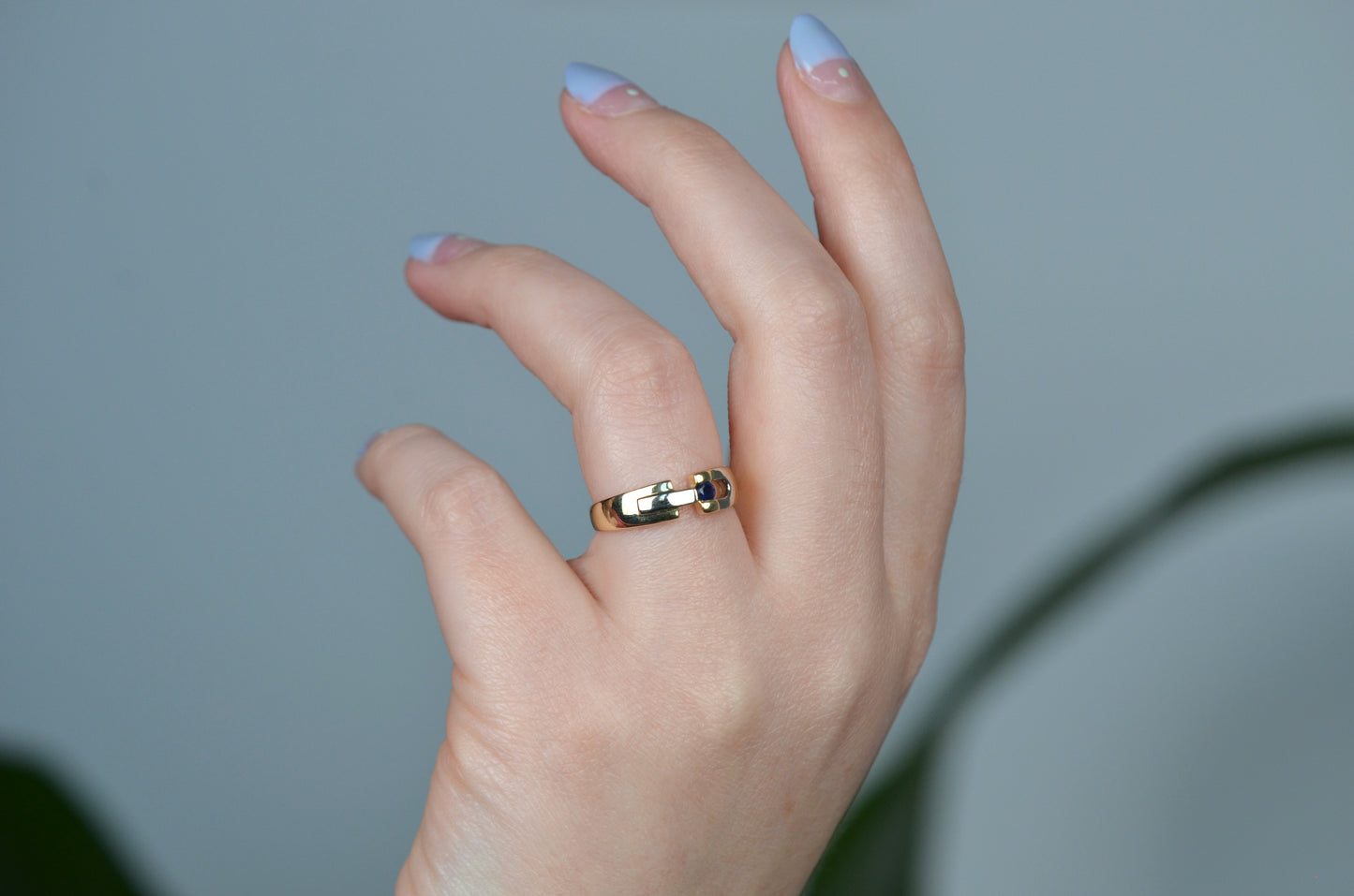 Sleek Estate Sapphire Buckle Ring