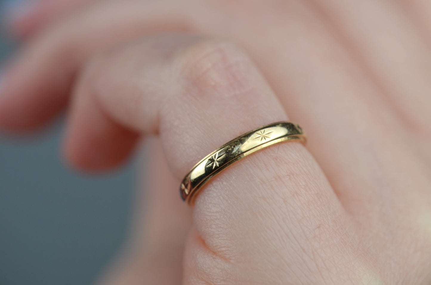 Petite Star-Engraved Eternity Band