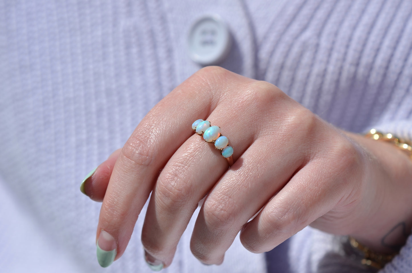 Gorgeous Victorian Opal Half Hoop