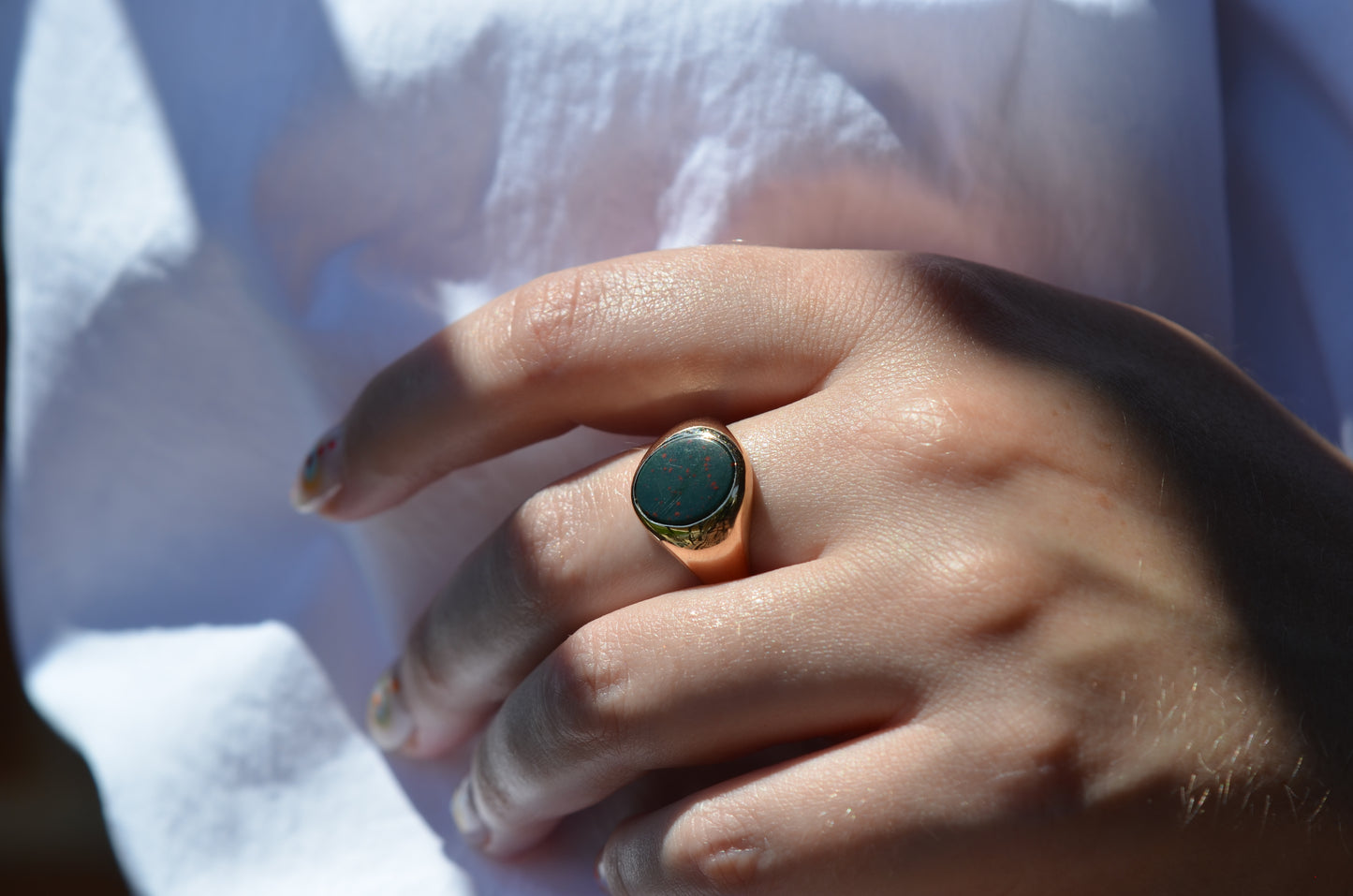 Smooth Vintage Bloodstone Ring
