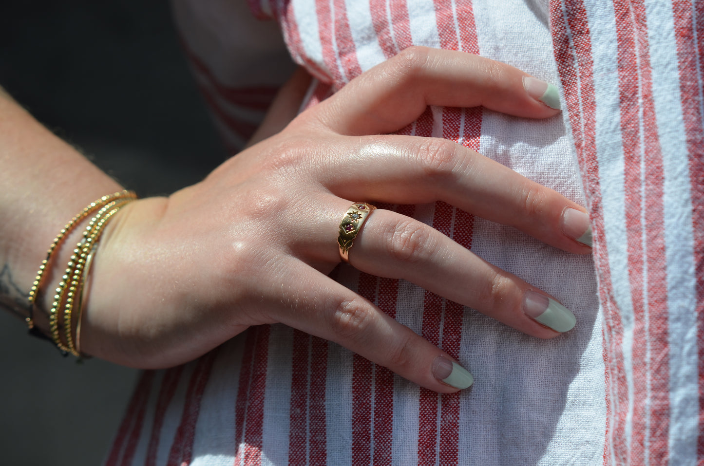 Classic Antique Ruby and Diamond Star Set Ring