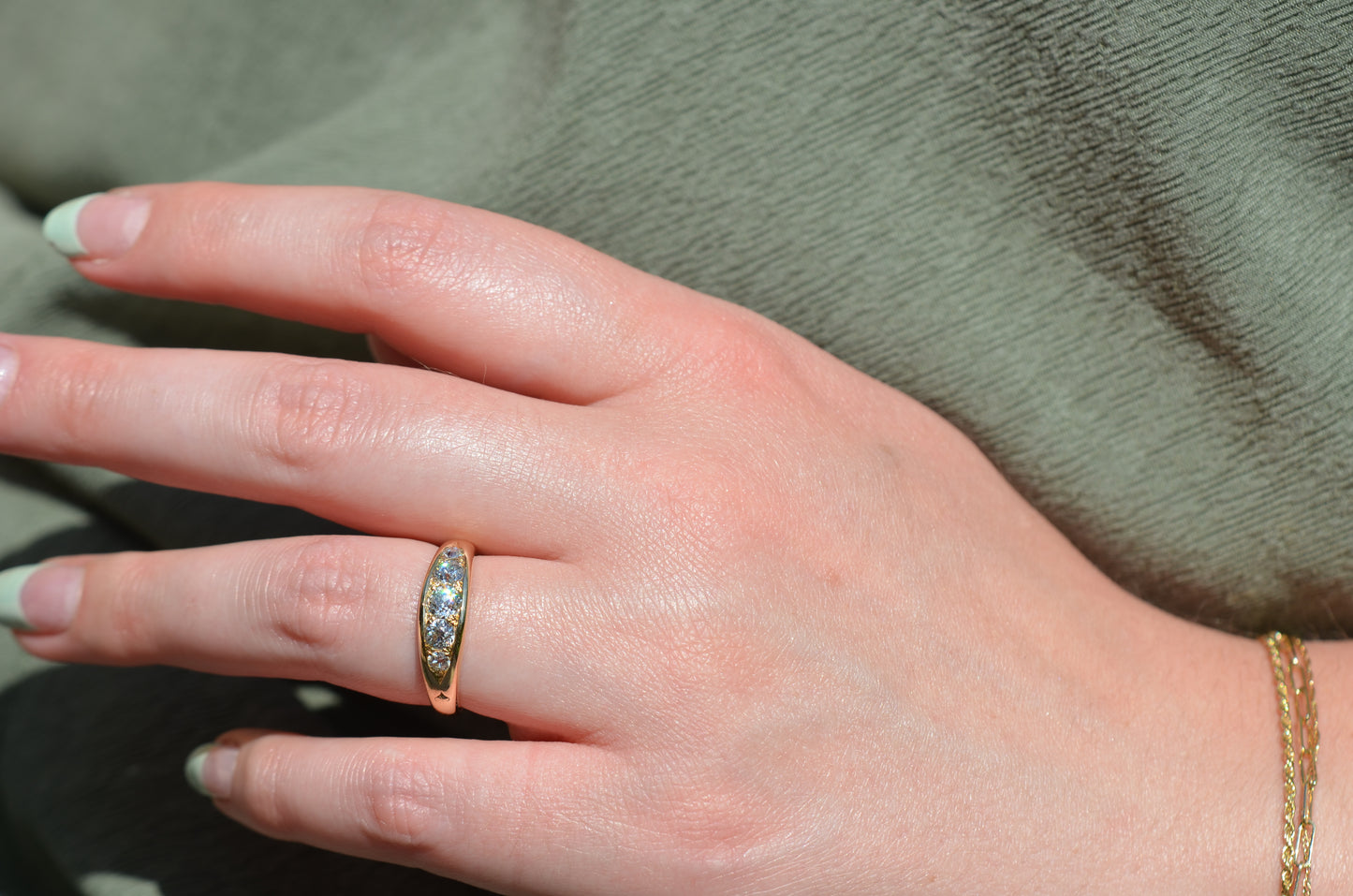 Divine Edwardian Diamond Boat Ring