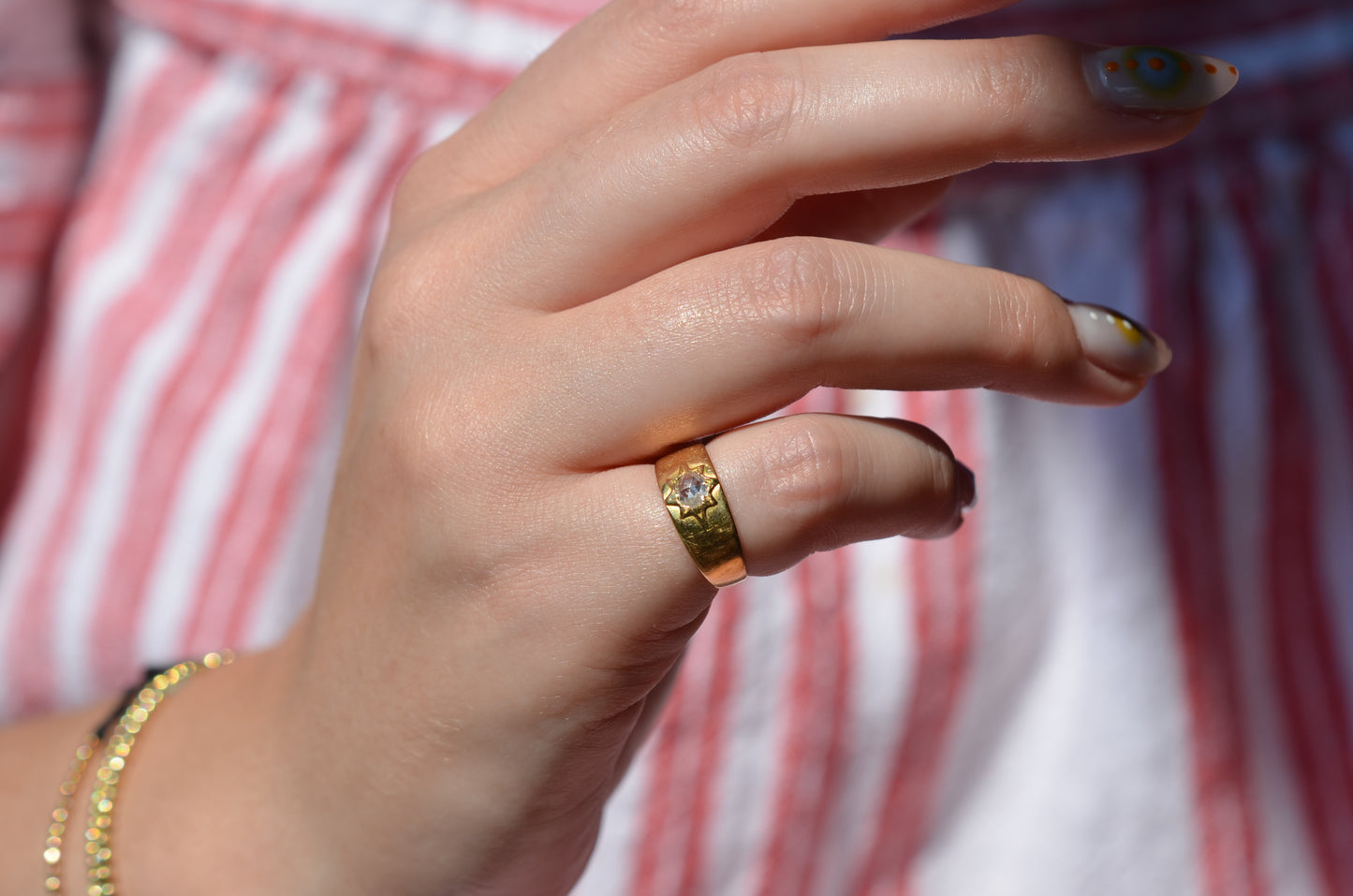 Romantic Antique Rose Cut Starburst Ring