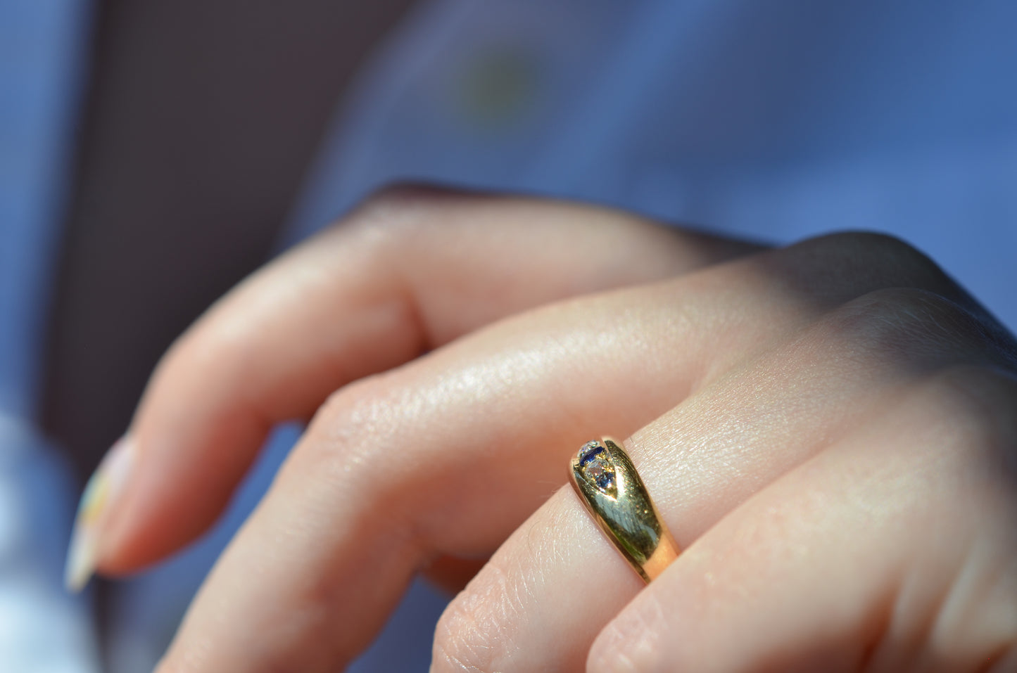 Easy Antique Sapphire Diamond Band Ring