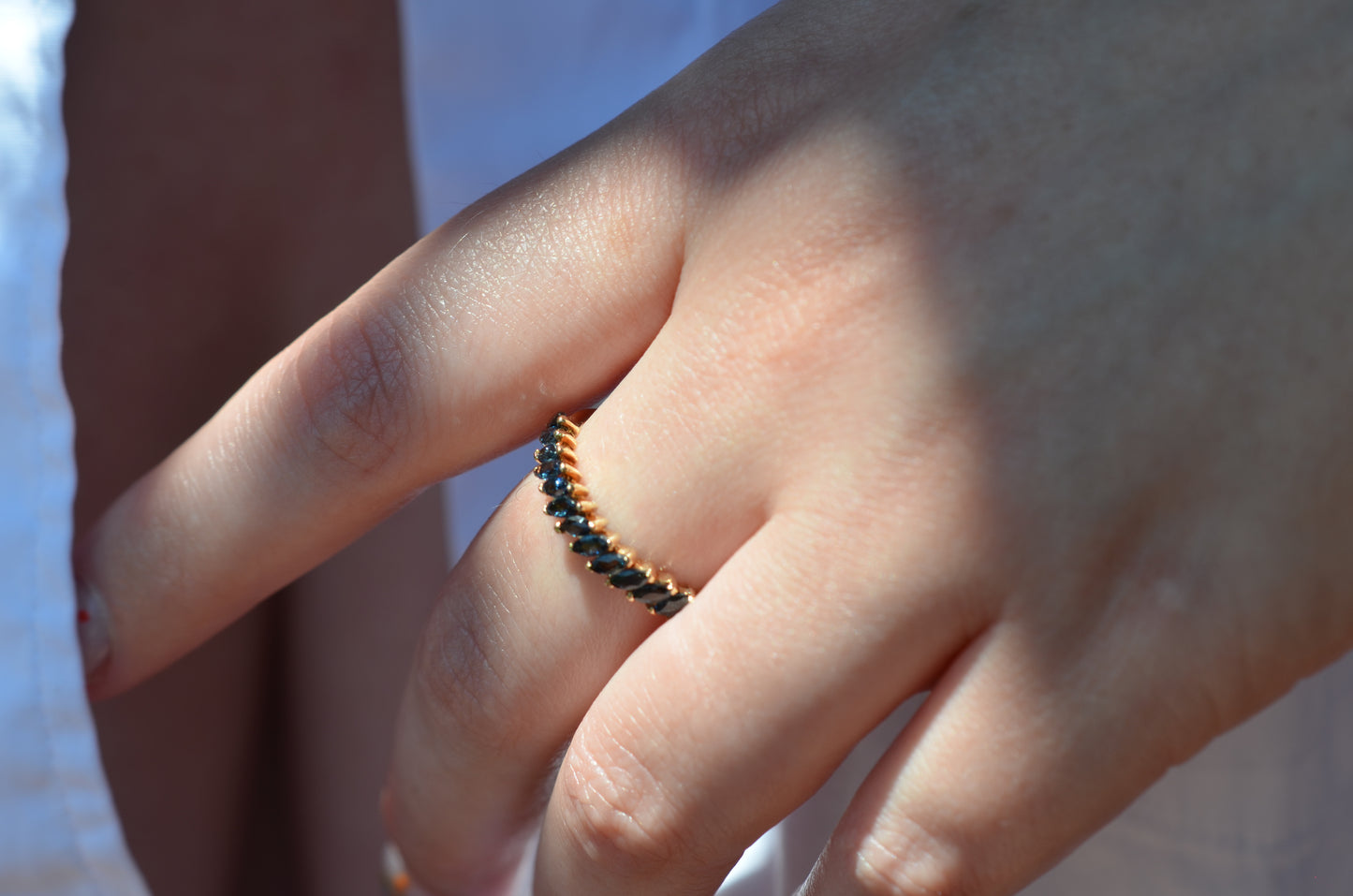 Sexy Sapphire Marquise Half Hoop