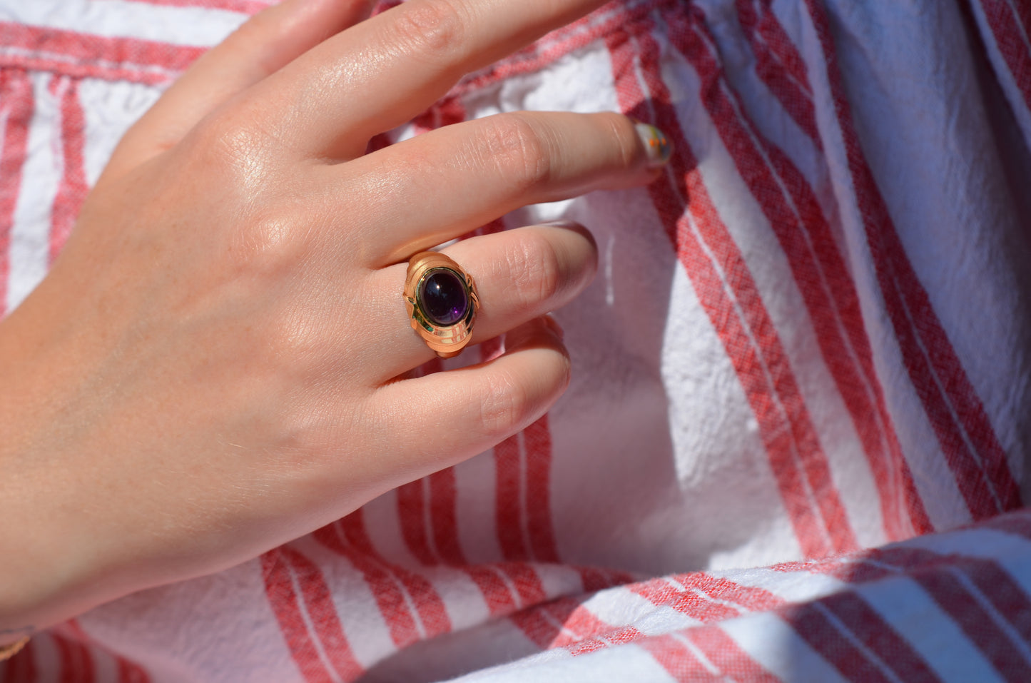 Dramatic Midcentury Amethyst Cocktail Ring