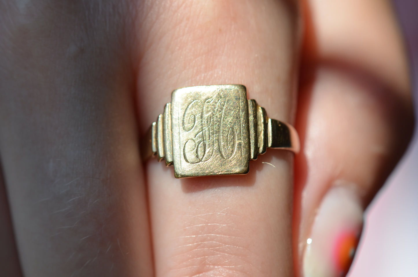 Geometric Midcentury Signet Ring FA