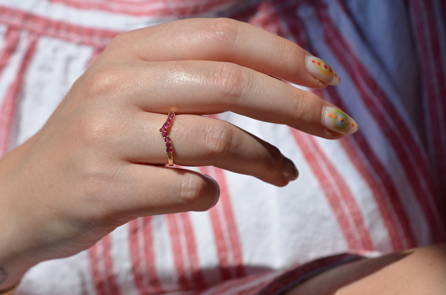 Playful Estate Ruby Wishbone Ring