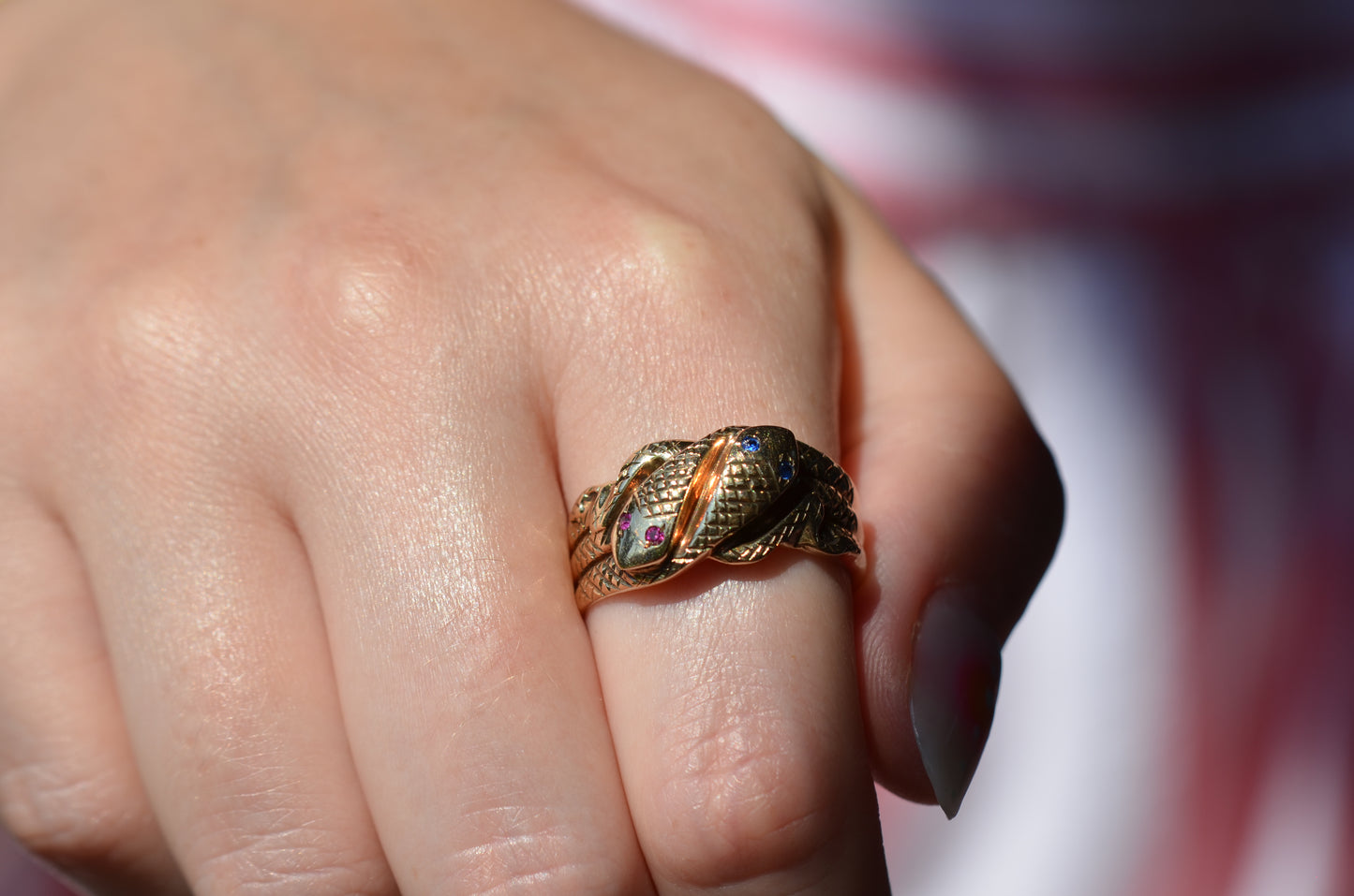 Bold Vintage Double Snake Ring