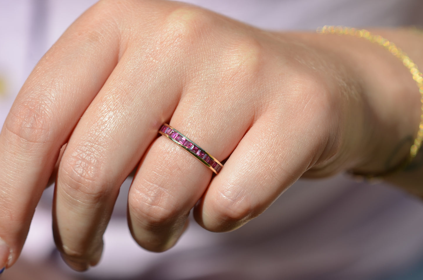Warm Vintage Ruby Eternity Ring