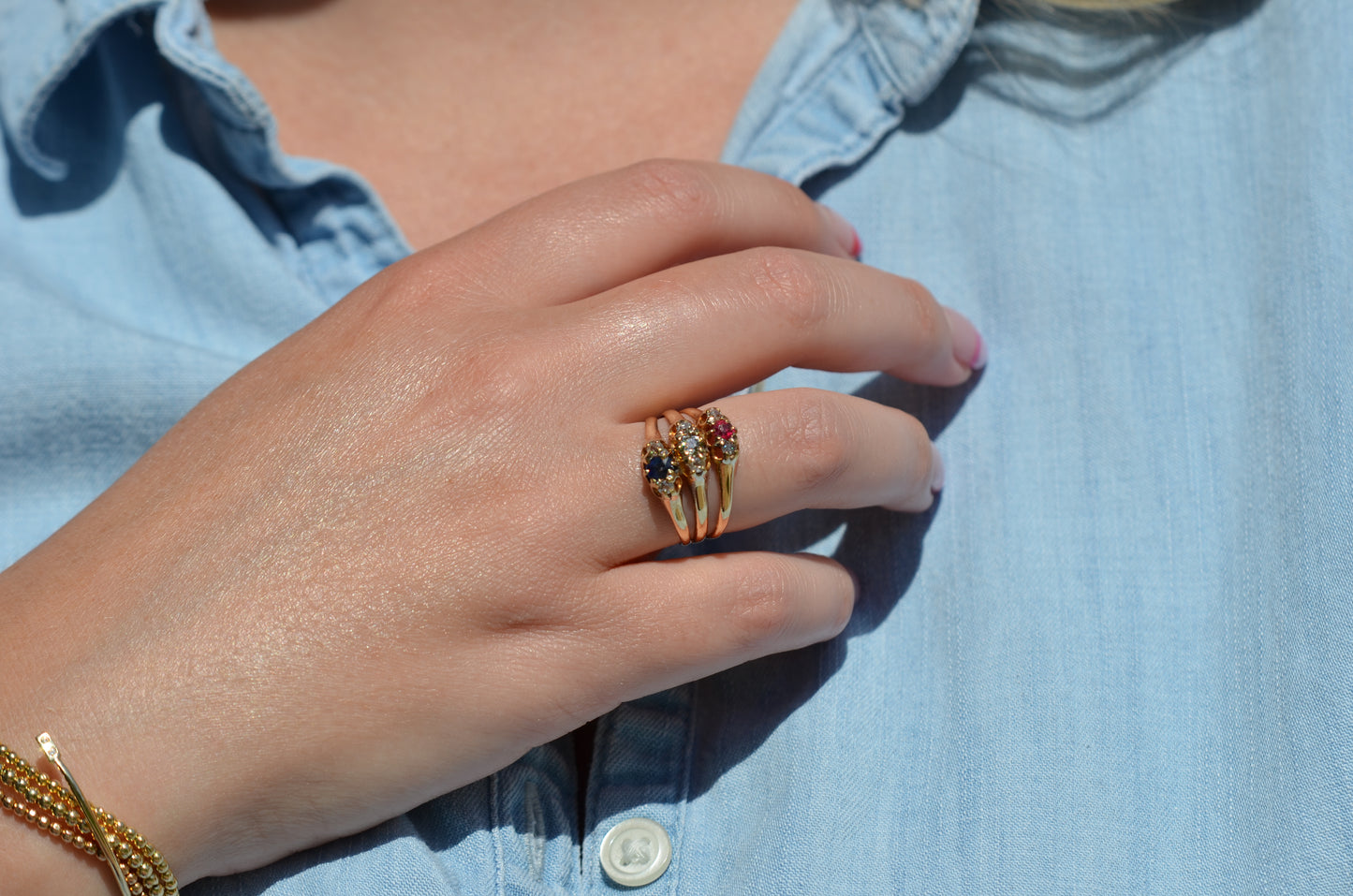 Glamorous Victorian Triplet Trilogy Ring