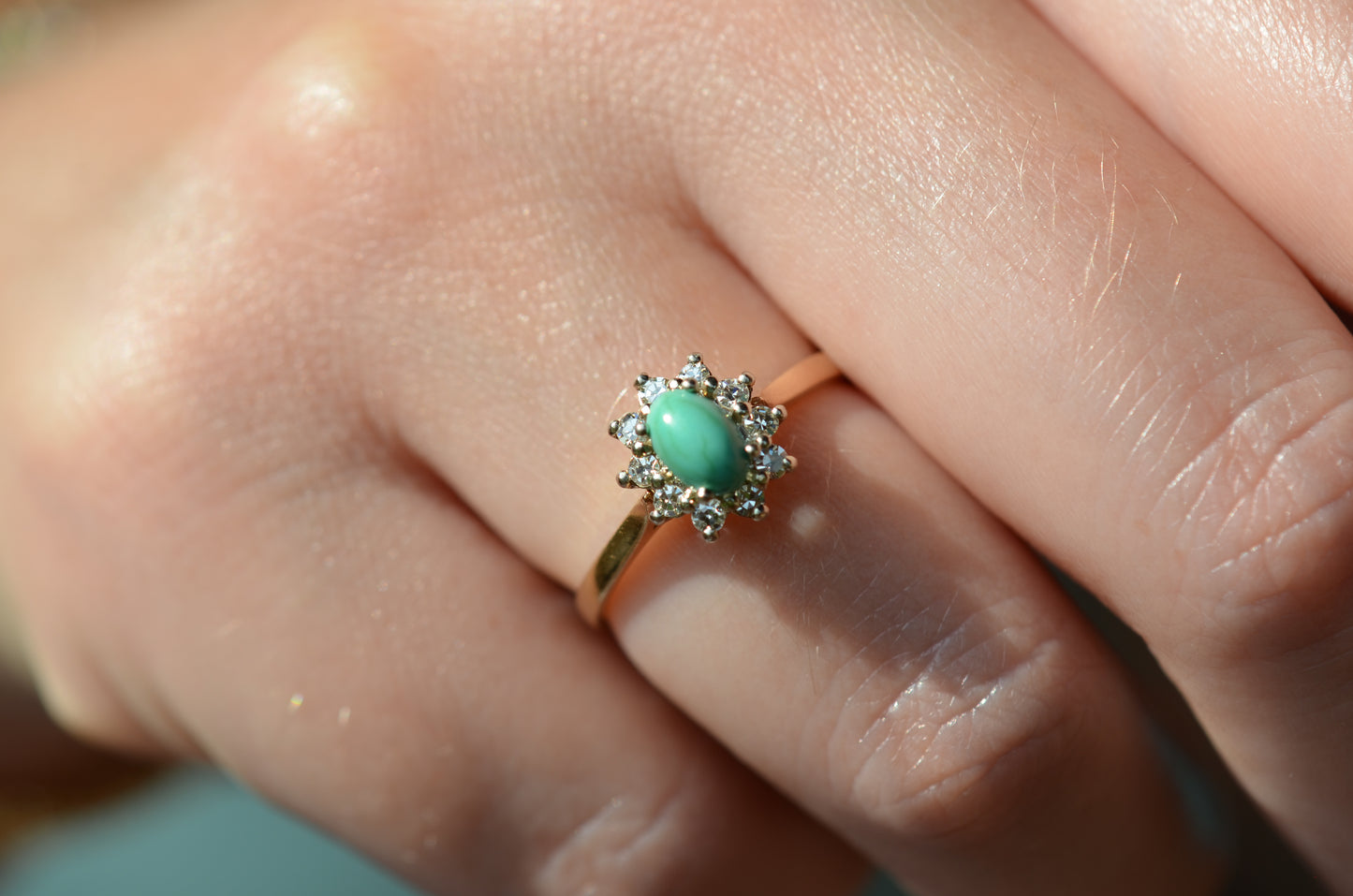 Darling Vintage Turquoise Halo Ring