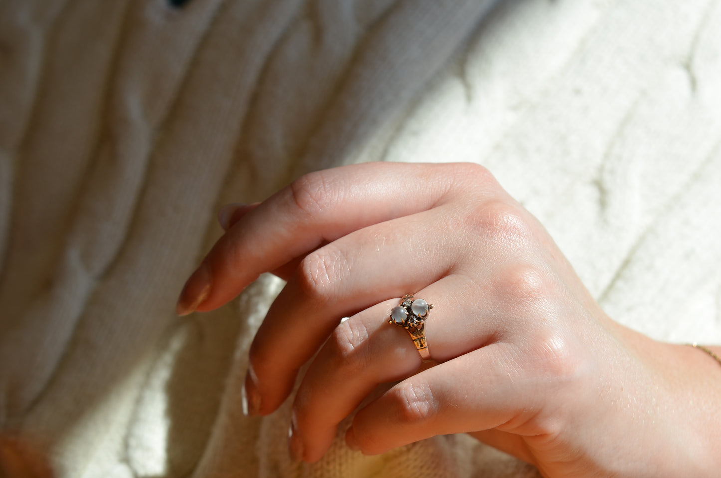 Dreamy Celestial Antique Moonstone Ring