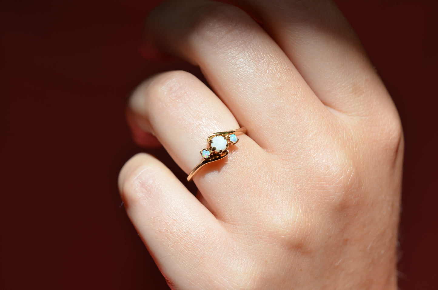 Lovely Vintage Opal Bypass Trilogy Ring