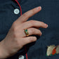 Heavy Glam French Emerald Ring