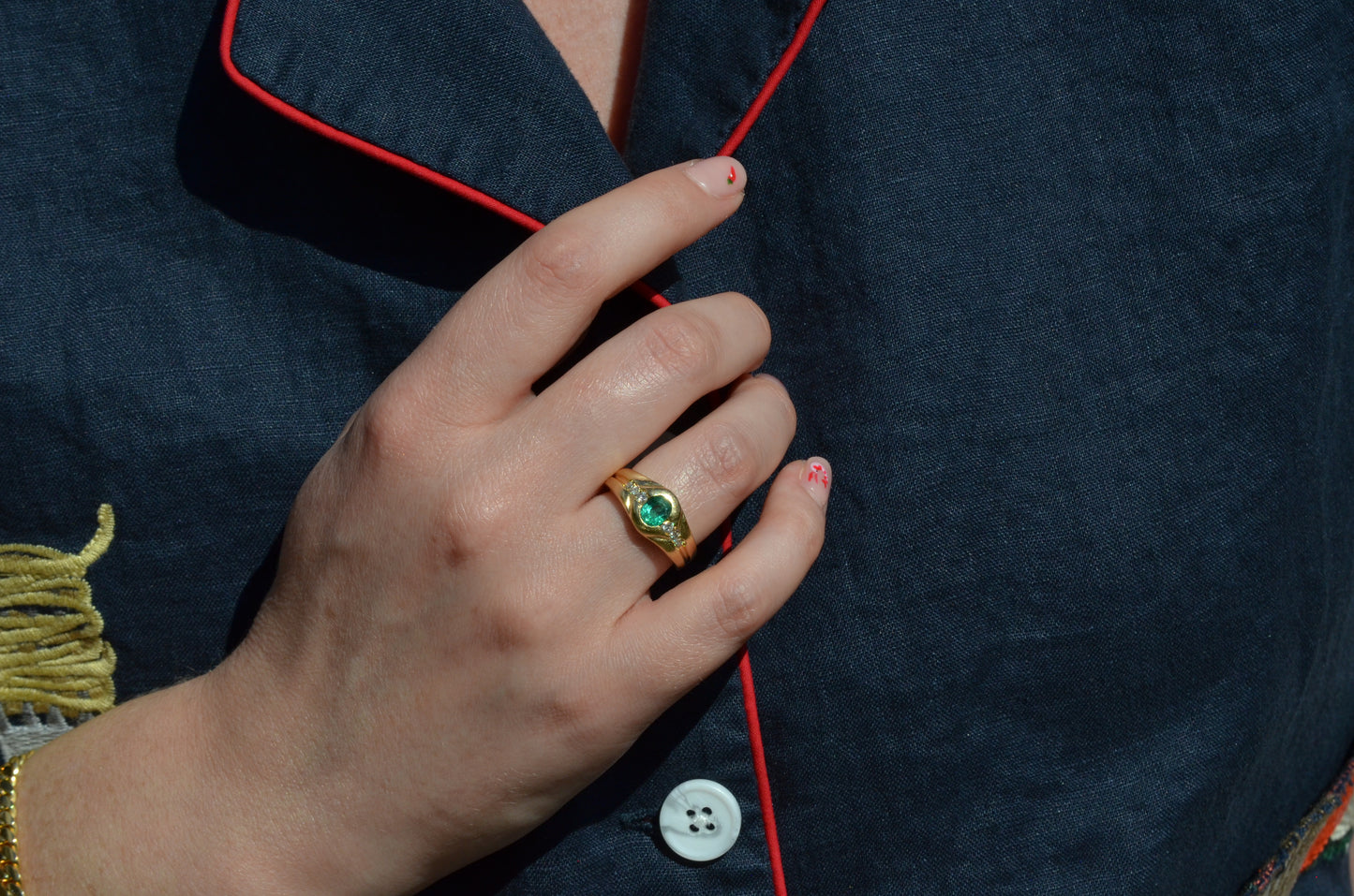Heavy Glam French Emerald Ring