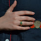 Heavy Glam French Emerald Ring