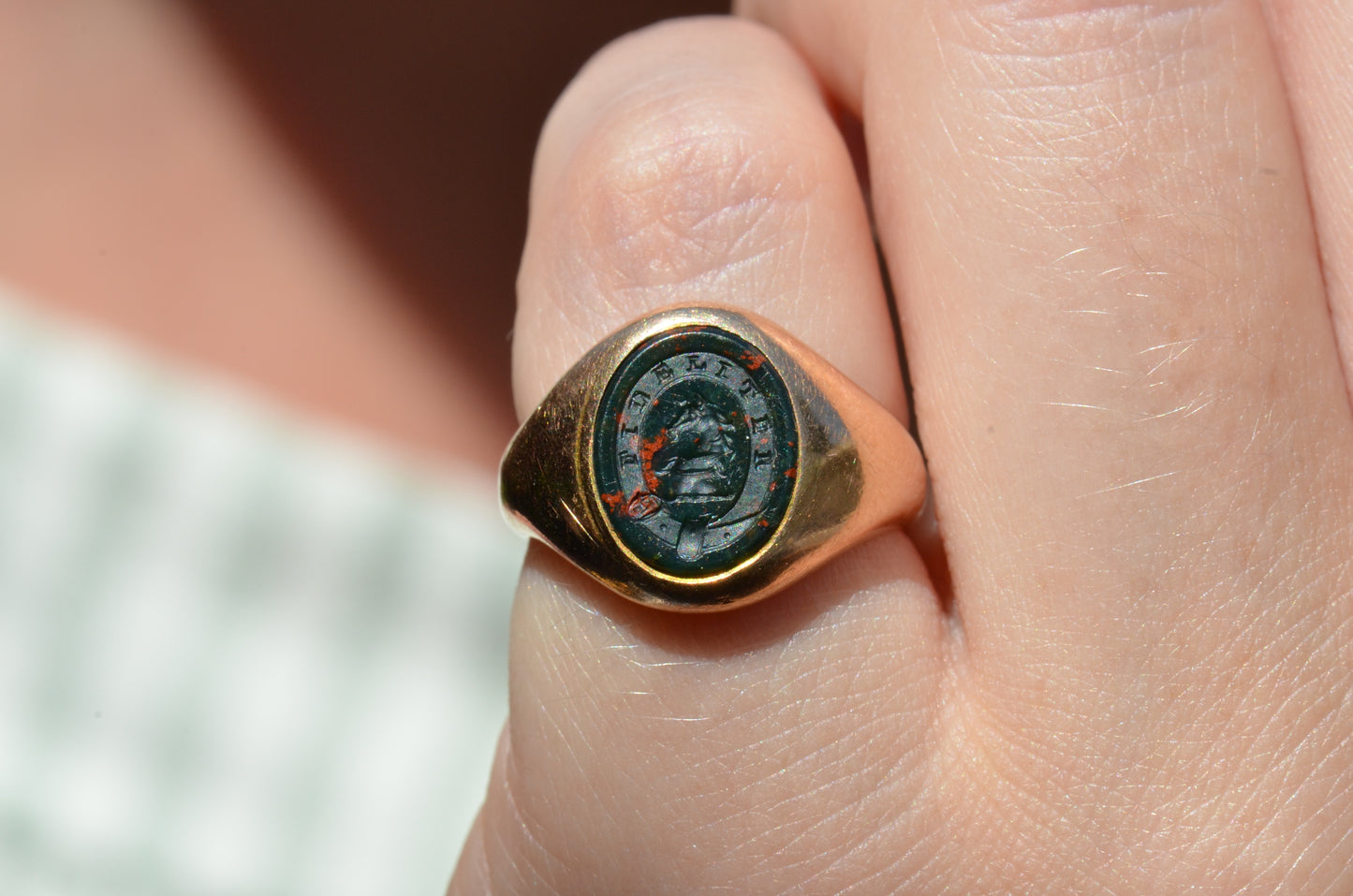 Crisp Bloodstone "Faithfully" Signet