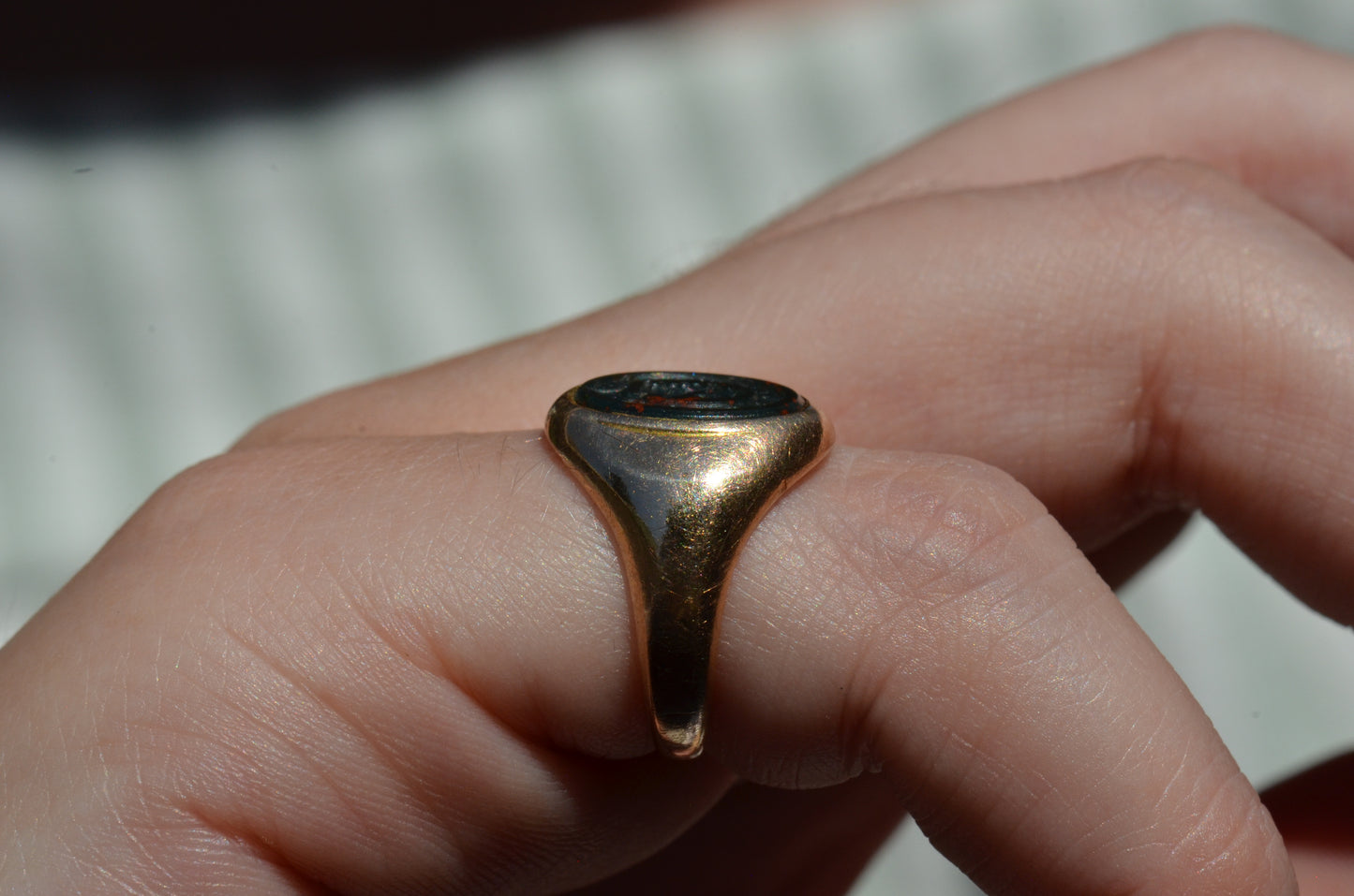 Crisp Bloodstone "Faithfully" Signet