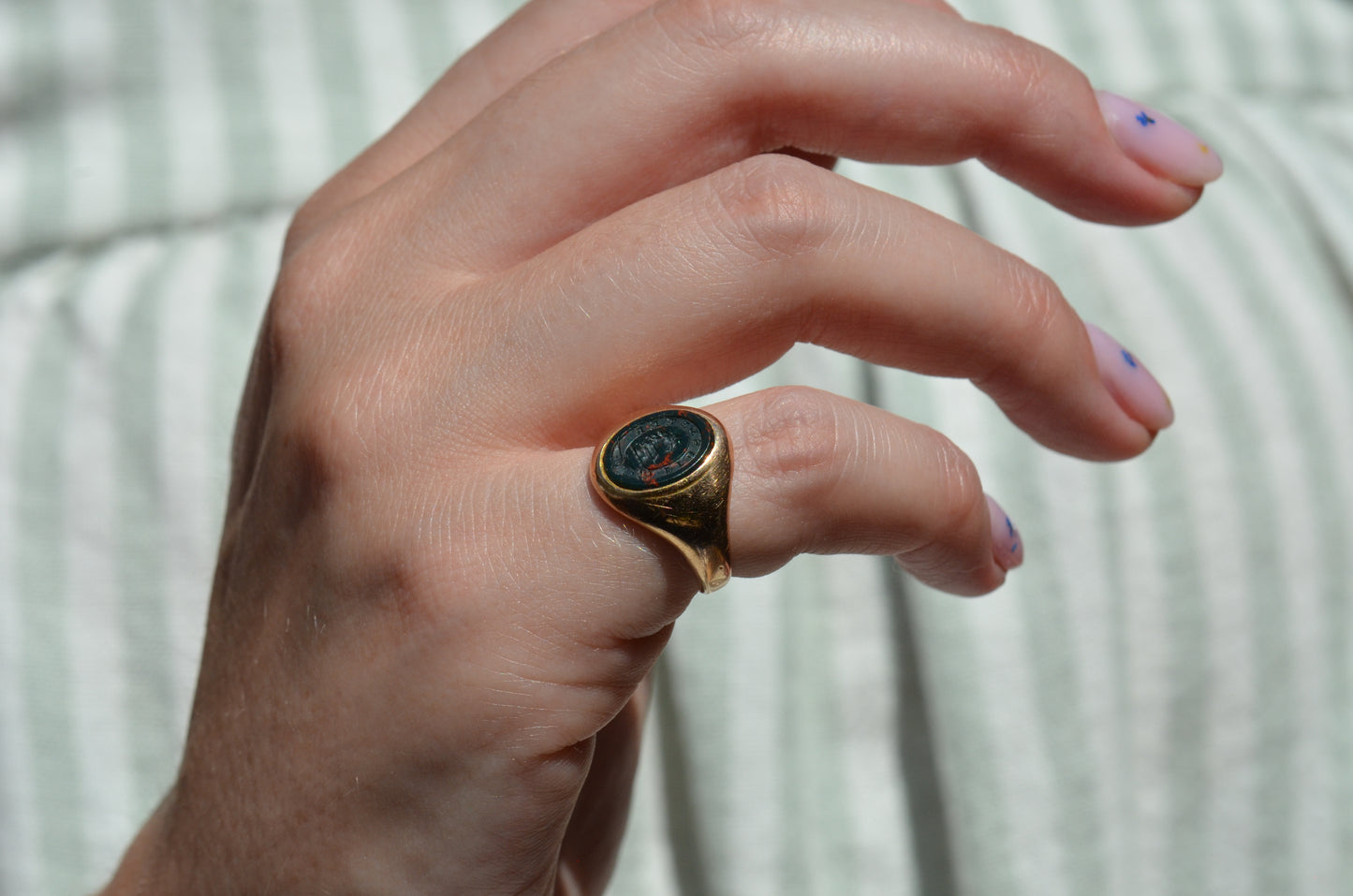 Crisp Bloodstone "Faithfully" Signet