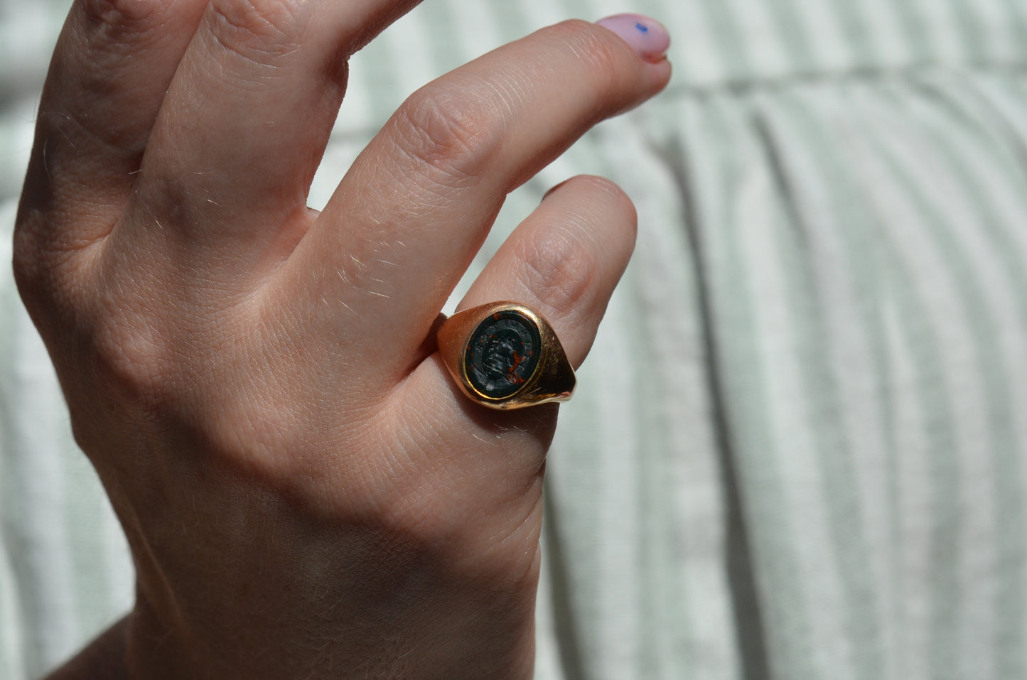 Crisp Bloodstone "Faithfully" Signet